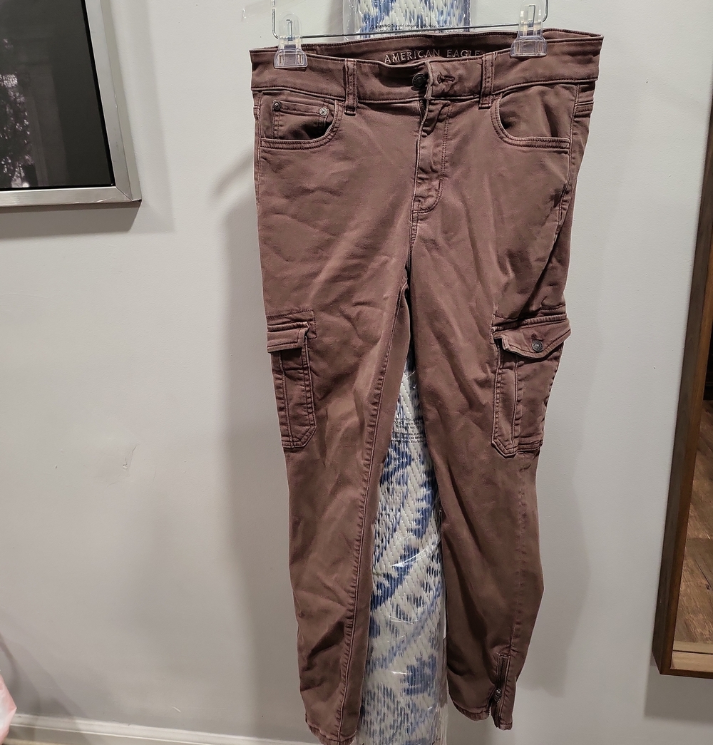 American Eagle Stretch Skinny Pants in Mauve Brown